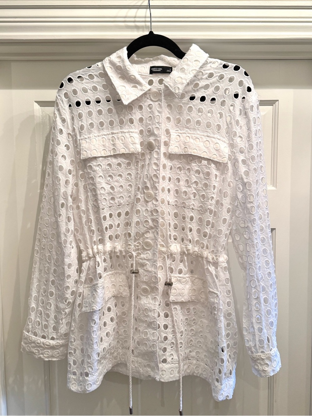 Simply Vera Wang White Eyelet Button-Front Shirt Jacket